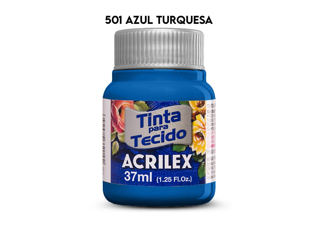 TINTA TECIDO ACRILEX 37ML FOSCA 501 AZUL TURQUESA