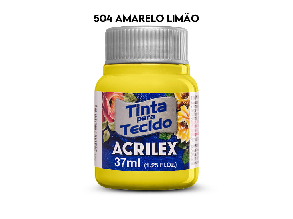 TINTA TECIDO ACRILEX 37ML FOSCA 504 AMARELO LIMAO