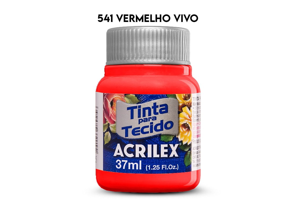 TINTA TECIDO ACRILEX 37ML FOSCA 541 VERMELHO VIVO