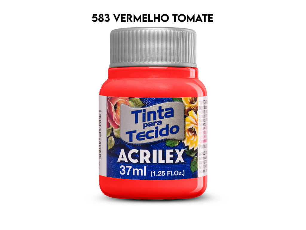 TINTA TECIDO ACRILEX 37ML FOSCA 583 VERMELHO TOMATE