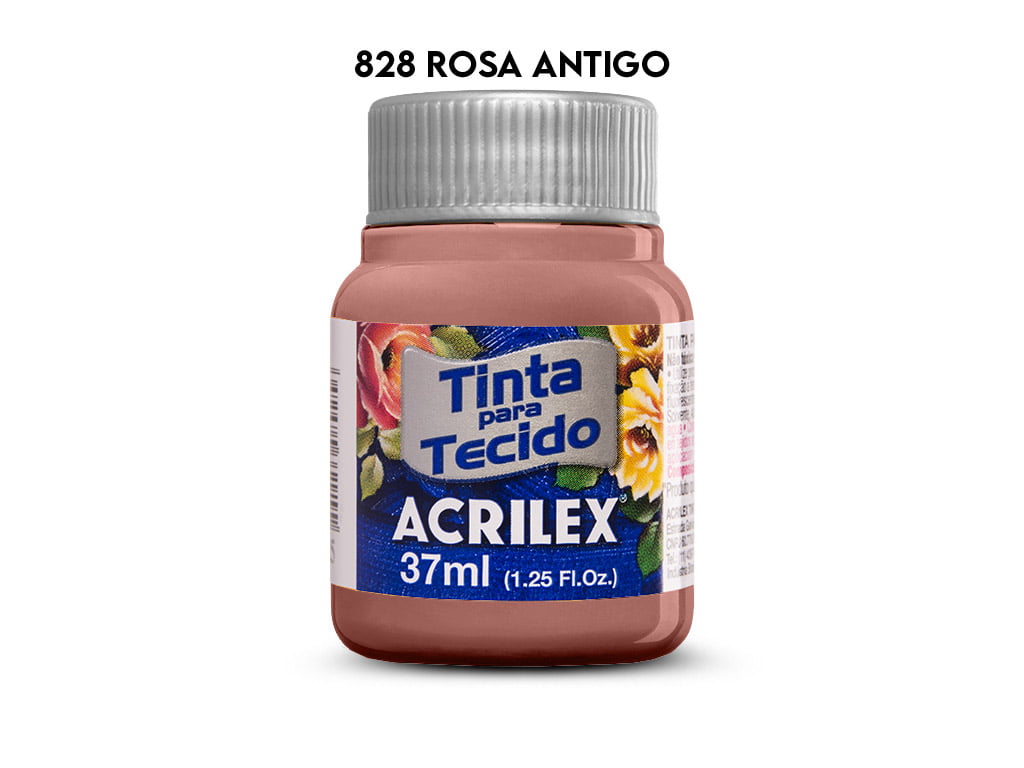  TINTA  TECIDO ACRILEX 37ML FOSCA 828 ROSA  ANTIGO Central 